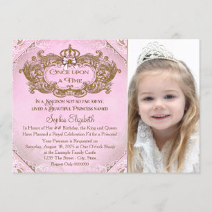 Invitation Fête d'anniversaire photo de princesse Il était un