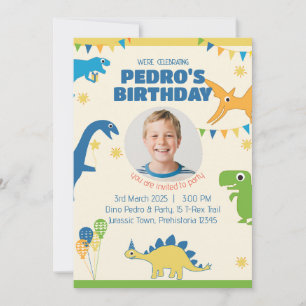 Invitation Fête d'anniversaire Photo Dinosaure