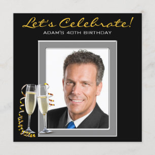 Invitation Fête d'anniversaire photo homme tout numéro