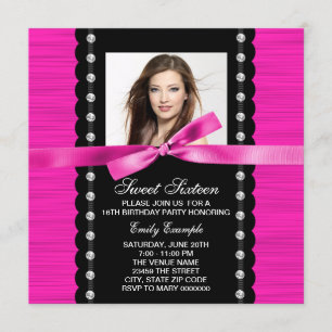 Invitation Fête d'anniversaire photo rose chaud