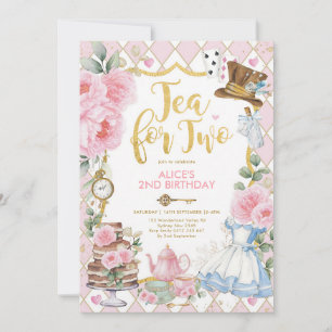 Invitation Fête d'anniversaire Pink Gold Alice 2ème anniversa
