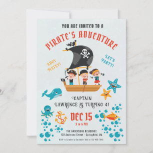 Invitation Fête d'anniversaire pirate