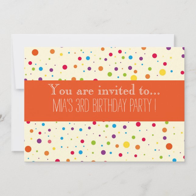 Invitation Fête d'anniversaire pois colorée (Devant)