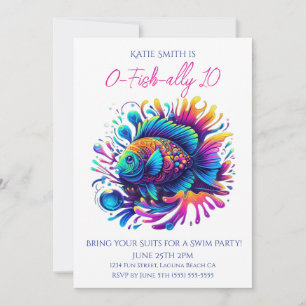 Invitation Fête d'anniversaire - Poisson coloré