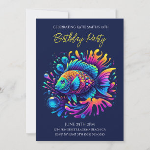 Invitation Fête d'anniversaire - Poisson coloré