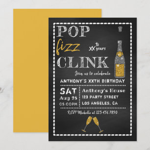 Invitation Fête d'anniversaire Pop Fizz Clink Tableau Milesto