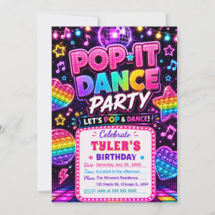 Invitation Fête d'anniversaire Pop It Dance