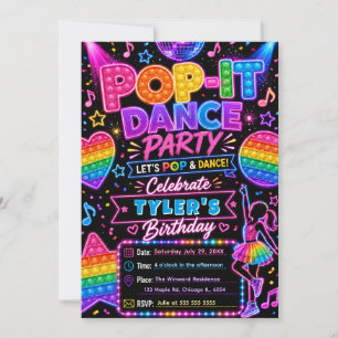 Invitation Fête d'anniversaire Pop It Dance