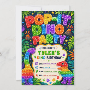 Invitation Fête d'anniversaire Pop It Dinosaure
