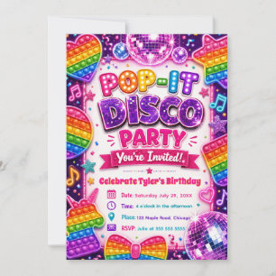 Invitation Fête d'anniversaire Pop It Disco