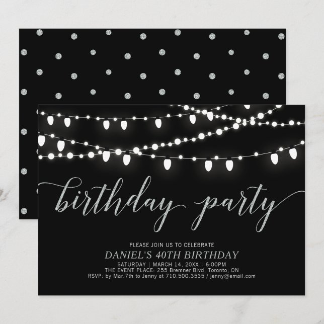 Invitation Fête d'anniversaire pour adultes (Devant / Derrière)