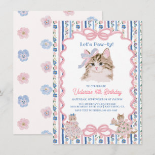 Invitation Fête d'anniversaire pour chaton féminin