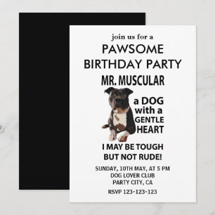 Invitation Fête d'anniversaire pour chien Pitbull
