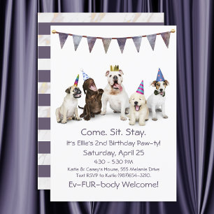Invitation Fête d'anniversaire pour chien pour tout chiot