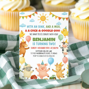 Invitation Fête d'anniversaire pour enfants avec des animaux 