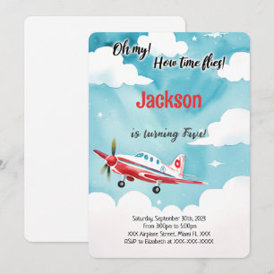 Invitation Fête d'anniversaire pour enfants avion modifiable