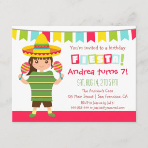 Invitation Fête d'anniversaire pour enfants Chevron Fiesta me