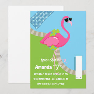 Invitation Fête d'anniversaire pour enfants Flamingo Été Spli