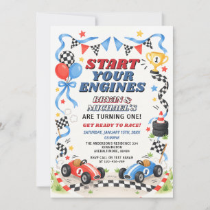 Invitation Fête d'anniversaire pour frères et sœurs de voitur