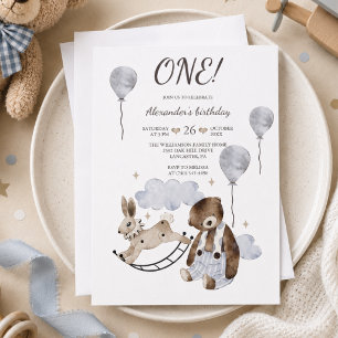 Invitation Fête d'anniversaire pour garçon avec jouets vintag