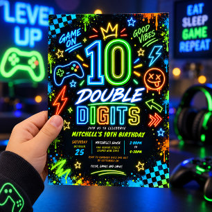 Invitation Fête d'anniversaire pour garçon de 10 ans sur le t