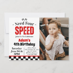 Invitation Fête d'anniversaire pour garçon de 4 ans Need Four