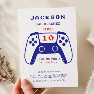 Invitation Fête d'anniversaire pour garçons joueurs de niveau