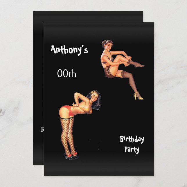 Invitation Fête d'anniversaire pour hommes de n'importe quel  (Devant / Derrière)