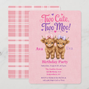 Invitation Fête d'anniversaire pour jumelles avec vaches High