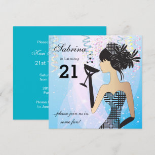 Invitation Fête d'anniversaire pour le nom et l'âge des dames