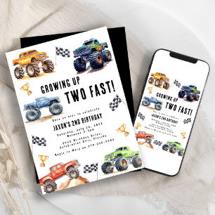 Invitation Fête d'anniversaire pour les 2 ans de Deux Camions