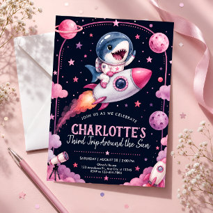 Invitation Fête d'anniversaire pour les 3 ans dans l'espace