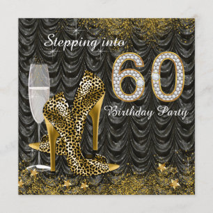 Invitation Fête d'anniversaire pour les 60 ans pailleté satin