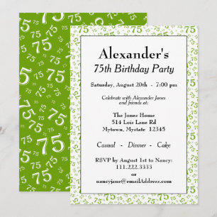 Invitation Fête d'anniversaire pour les 75 ans motif de numér