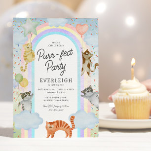 Invitation Fête d'anniversaire pour les chats parfaits des en