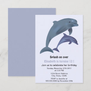 Invitation Fête d'anniversaire pour les dauphins en ruines