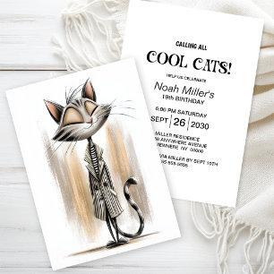Invitation Fête d'anniversaire pour tous les chats cool