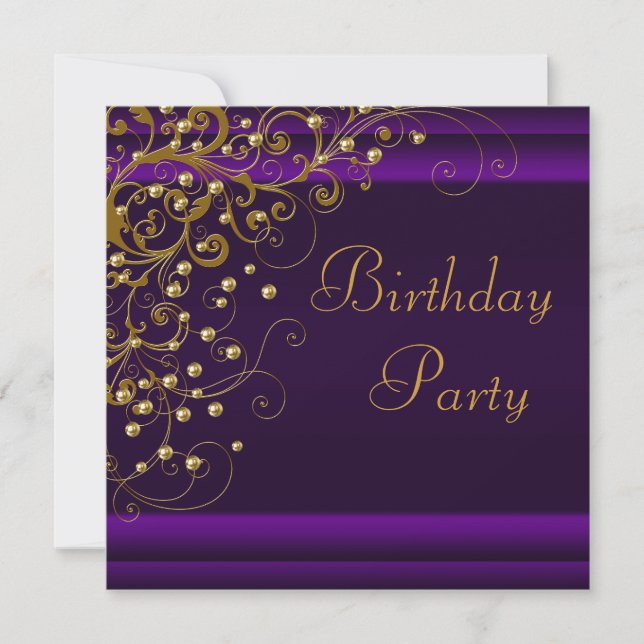 Invitation Fête d'anniversaire pourpre de femme Tourbillon Pe (Devant)