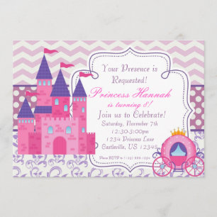 Invitation Fête d'anniversaire pourpre de princesse de