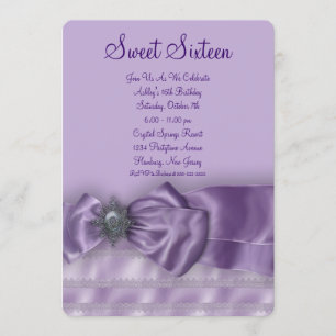 Invitation Fête d'anniversaire pourpre de sweet sixteen de