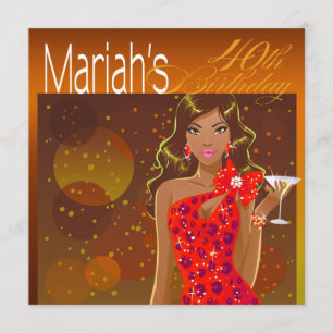 Invitation Fête d'anniversaire Pretty Lady Cocktail couleur a