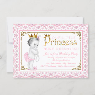 Invitation Fête d'anniversaire Princesse Or Rose
