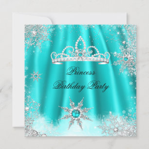 Invitation Fête d'anniversaire Princesse Tiara Flocon de neig