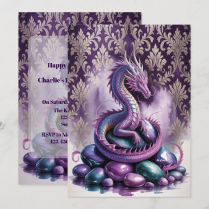 Invitation Fête d'anniversaire Purple Gothic Dragon