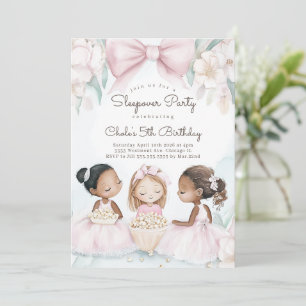 Invitation Fête d'anniversaire Pyjama Party de nuit Cinéma Fi