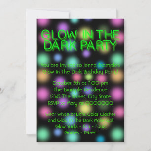Invitation Fête d'anniversaire qui brille dans le noir