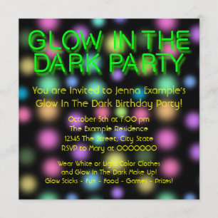 Invitation Fête d'anniversaire qui brille dans le noir