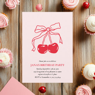 Invitation Fête d'anniversaire Red & Pink Cherry