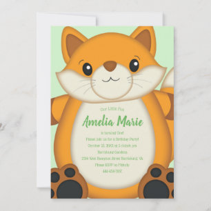 Invitation Fête d'anniversaire renard vert