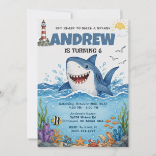 Invitation Fête d'anniversaire requin personnalisée